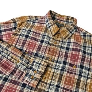 Bean Signature Men's Plaid Flannel Shirt Slim Fit Long Sleeve‎ Button Up Size L